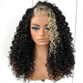 13x6 Skunk Stripe Curly Wig - Glueless Synthetic HD Lace Front