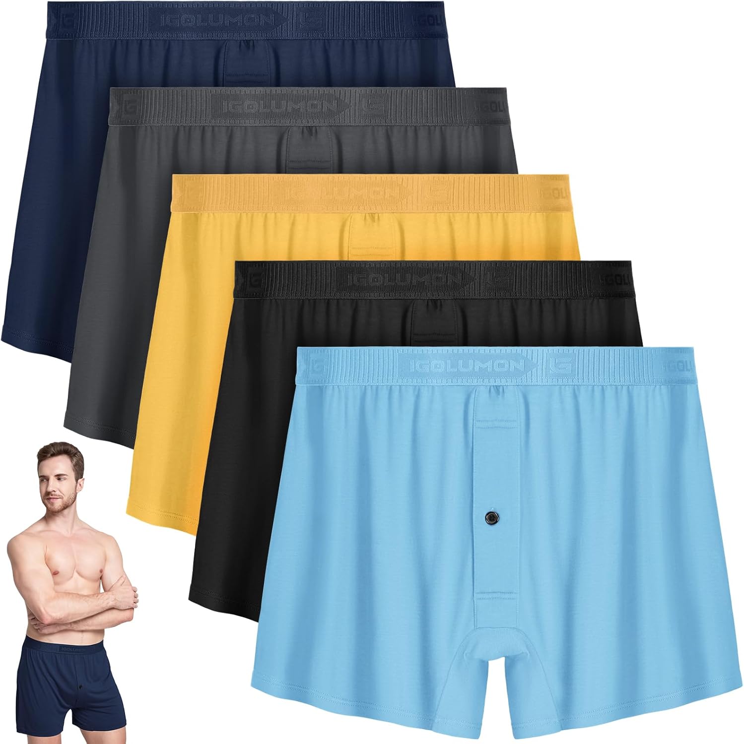 IGOLUMON Mens Underwear Boxer Shorts 5 Pack for Ultimate Comfort