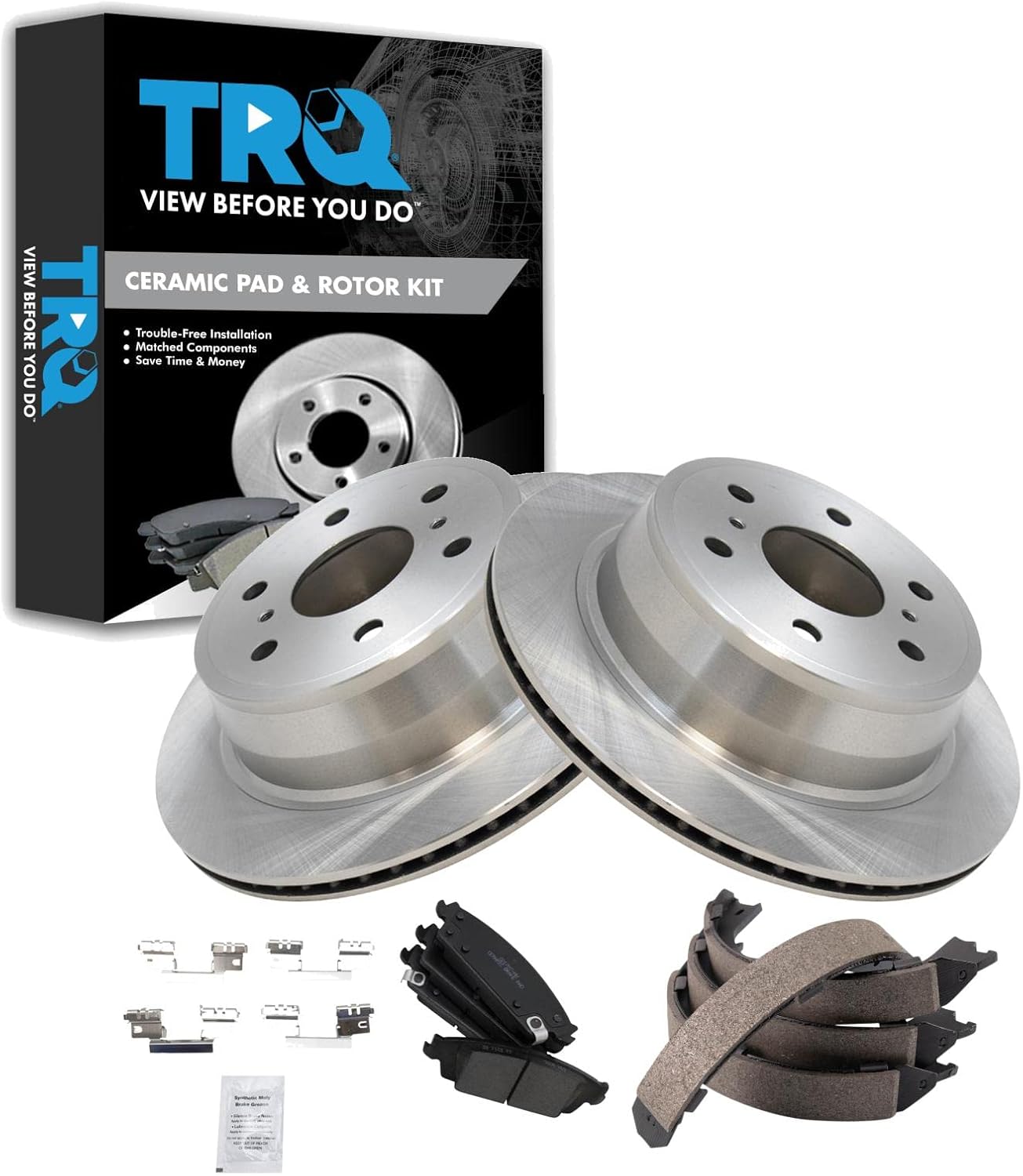TRQ Rear Brake Pad & Rotor Kit for Cadillac and Chevrolet Vehicles