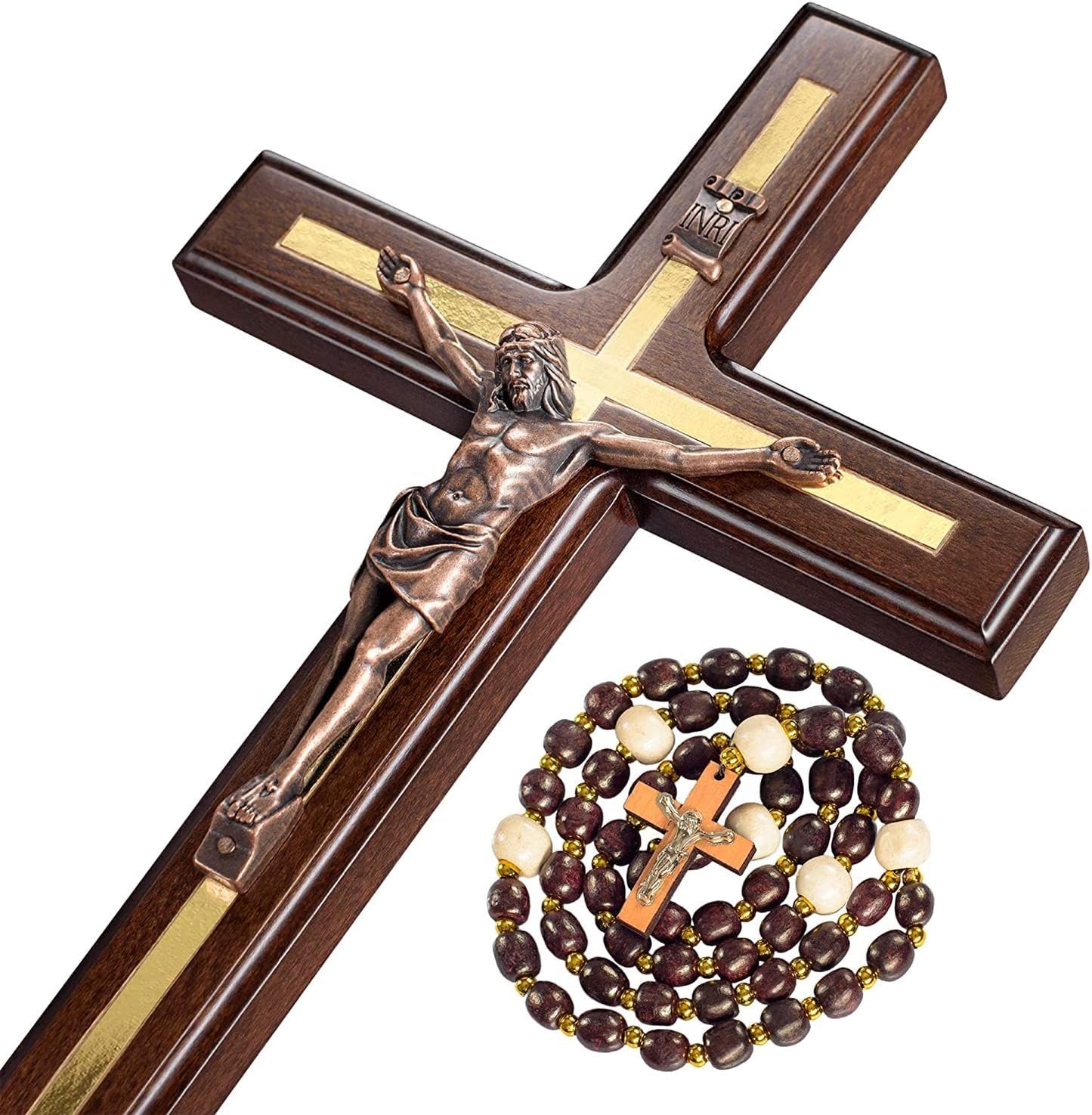 Handmade Wood Crucifix Wall Cross - 12 Inch Catholic Decor