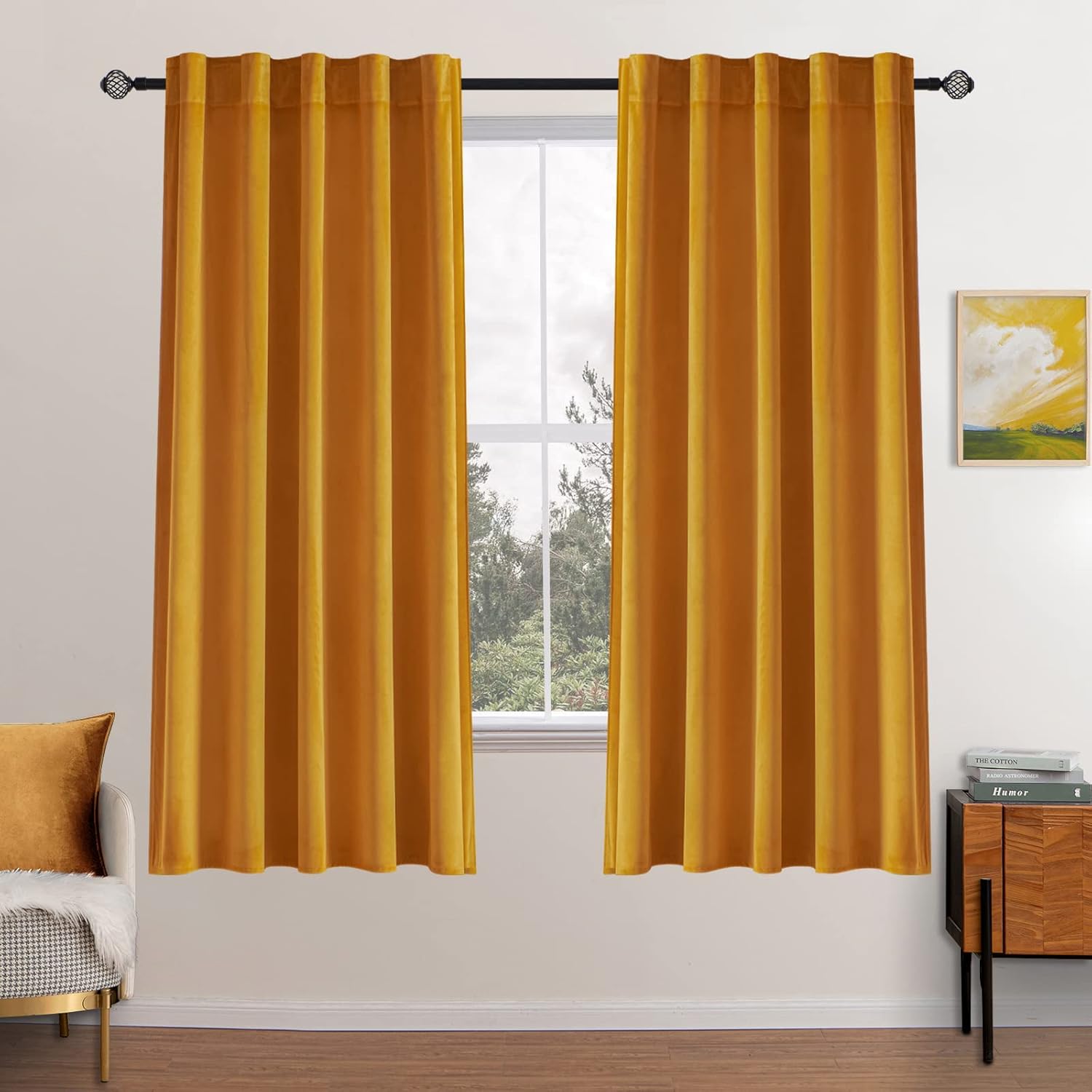 Luxury Blackout Velvet Curtains 63 inch Length for Home Decor