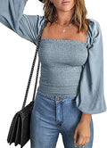 Stylish Long Sleeve Square Neck Tops for Women by EVALESS