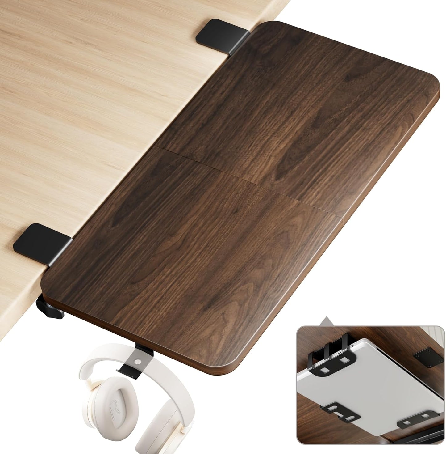 Clamp-On Desk Extender with Laptop Holder: Workstation Organizer by PEGZONE