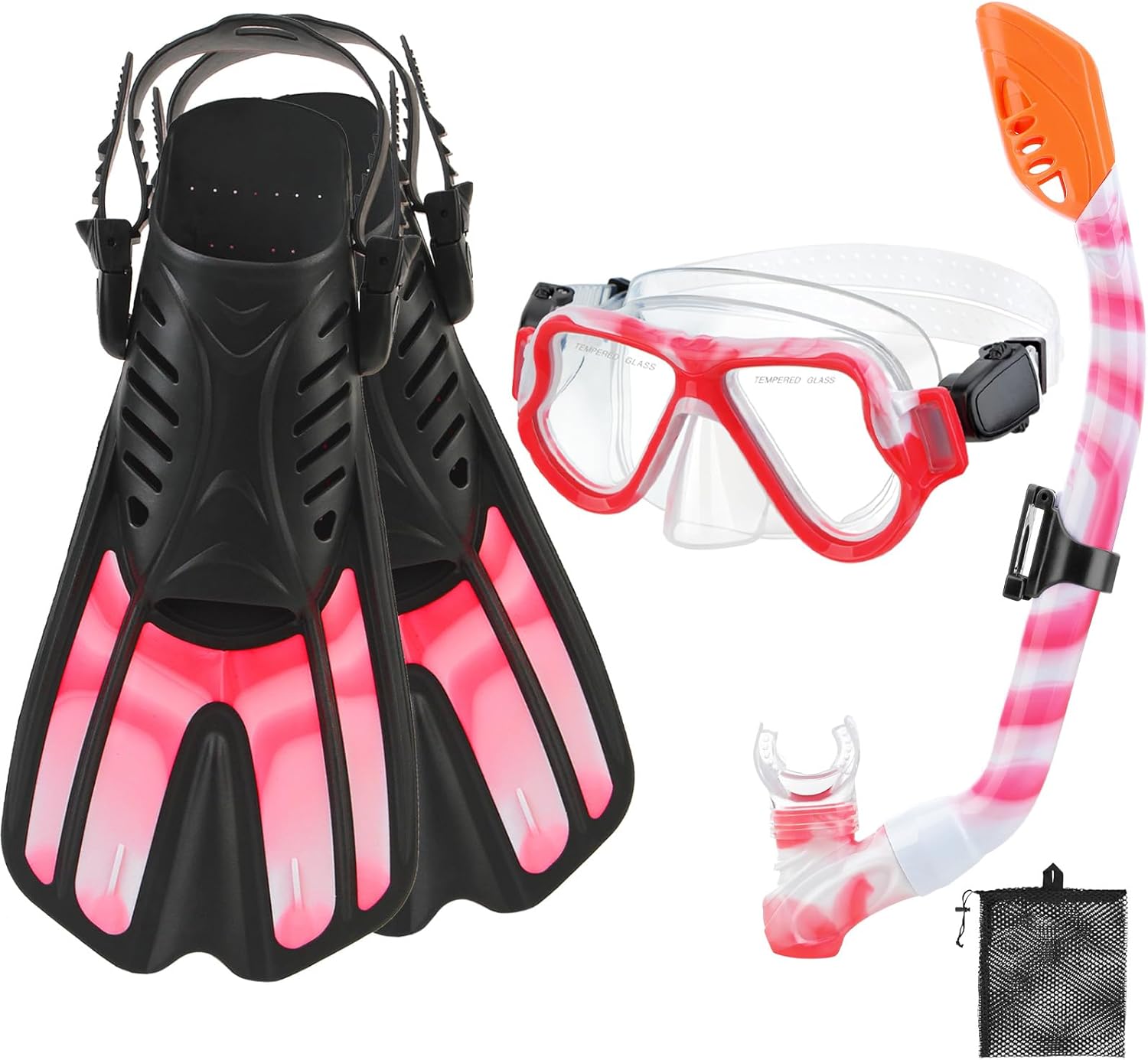 Snorkeling Gear for Kids 4 in 1 Set with Fins and Mask