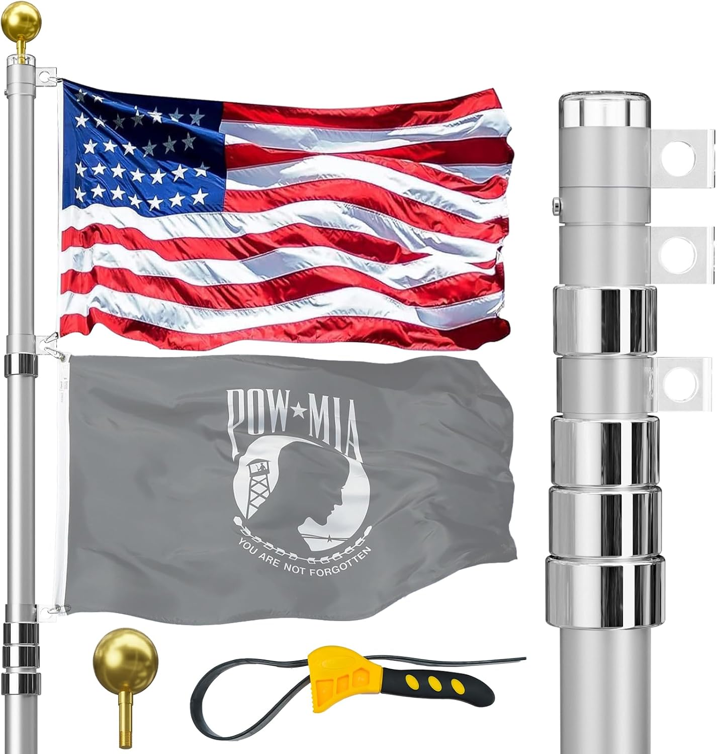 20FT Telescoping Flag Pole for Outside House - Durable & Easy Use