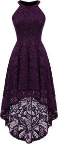 Halter Lace Hi-Lo Cocktail Dress - Elegant Wedding Guest Look