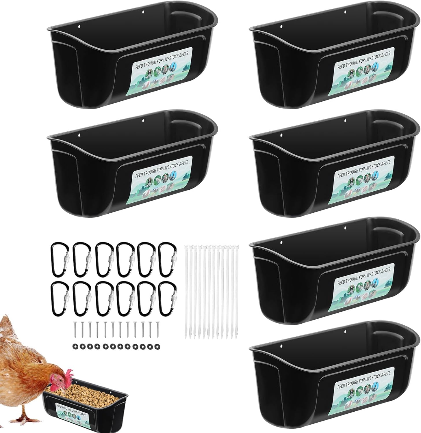 6 Pack Chicken Duck Feeder for Poultry and Livestock Feeding