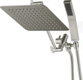 All Metal 10in Dual Square Shower Head Combo - Durable Rain + Handheld