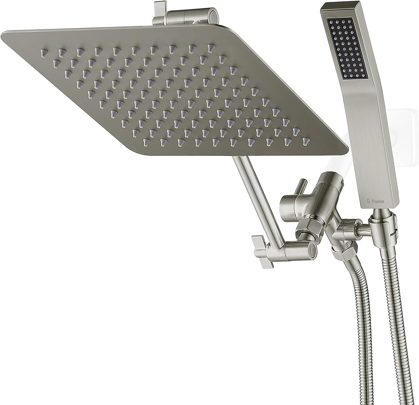 G-Promise All Metal 10in Dual Square Shower Head Combo Upgrade