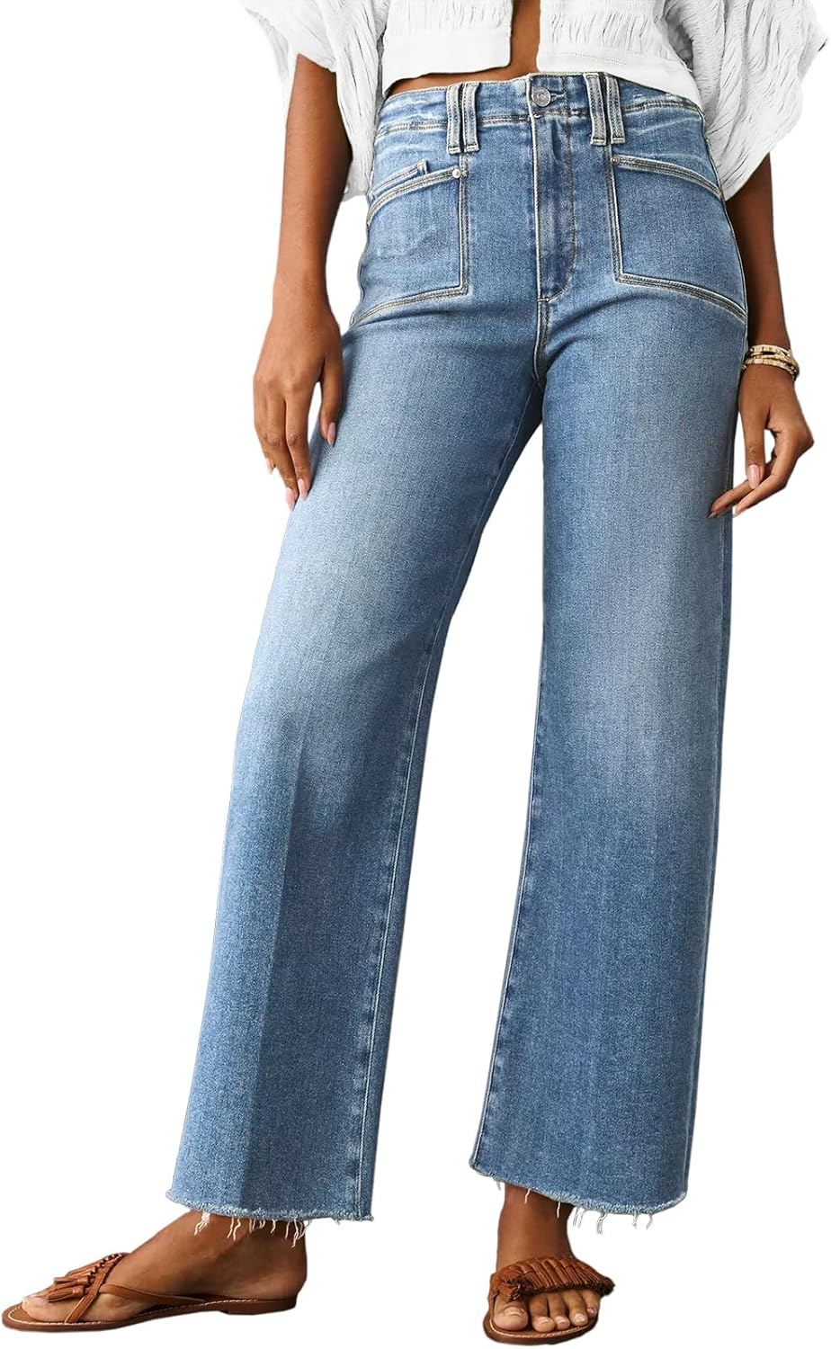 Cicy Bell Womens High Waisted Cropped Jeans for Trendy Style