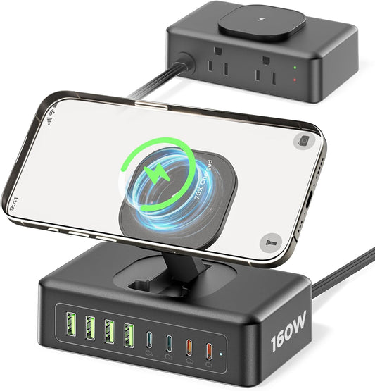 160W USB Charging Station Power Strip for Fast Device Charging