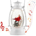 12.6 Inch Large Cardinal Snow Globe Lantern - Lighted Musical Holiday