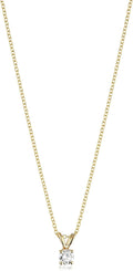 14k Gold Adjustable Prong Set Round-Cut Diamond Pendant - Timeless Our