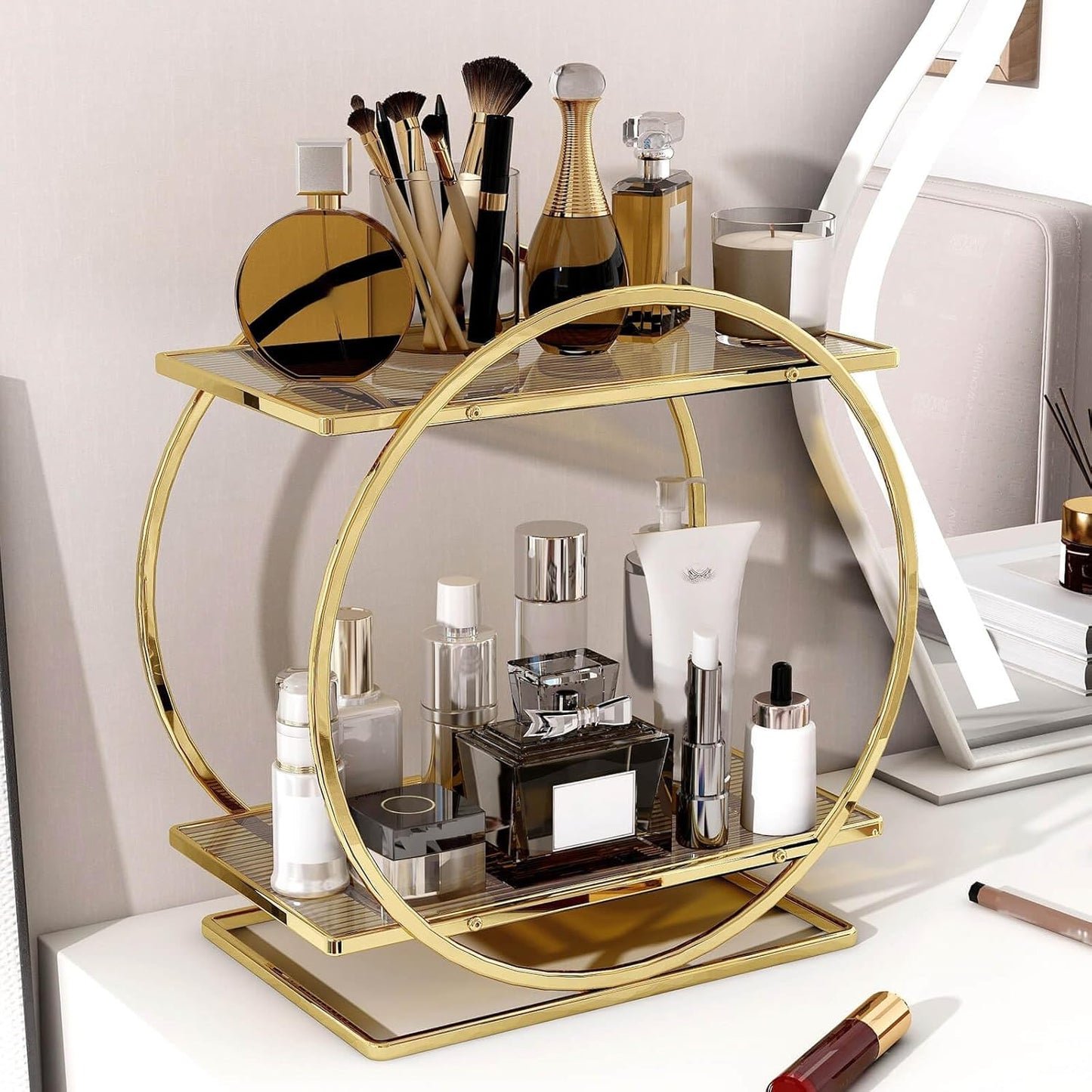 Stylish 2-Tier Perfume Organizer for Dresser and Vanity