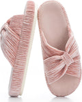 Chantomoo Slippers for Women Memory Foam Corduroy Bow Crossbands 5/8