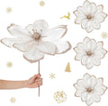 8 Pcs Large Christmas Magnolia Flowers 16 in - Shimmering Tree Decor