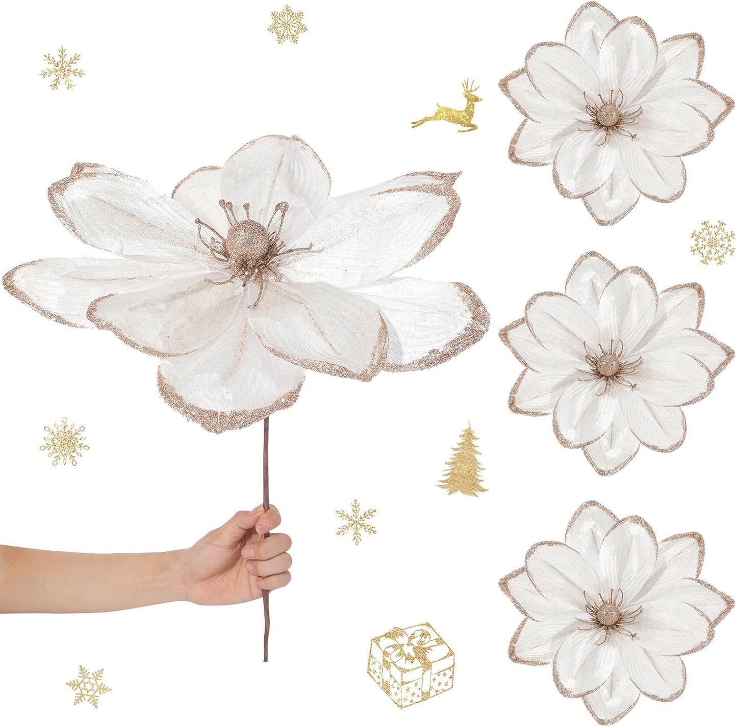 Large Christmas Flower Magnolia Decorations for Tree and Table