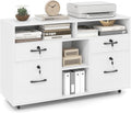 4-Drawer Lateral File Cabinet with Lock and Wheels - Mobile Printer