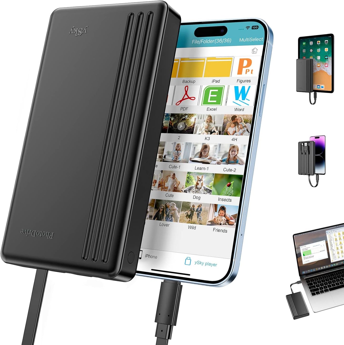2TB Photo Backup Drive for Devices | MFi Certified