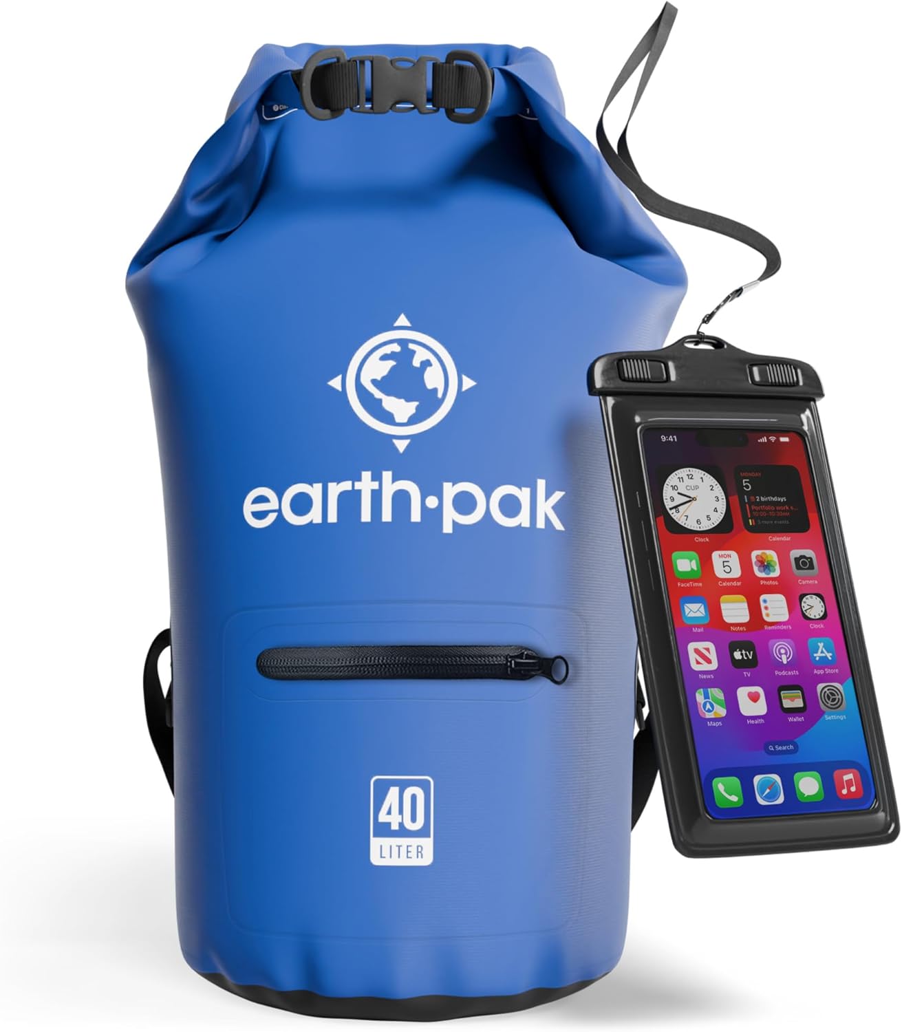 Earth Pak Waterproof Dry Bag with Zippered Pocket for Gear