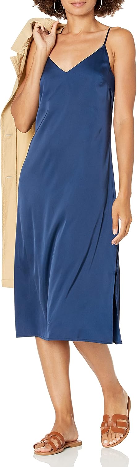 The Drop Women's Ana Silky V-Neck Midi Slip Dress Review