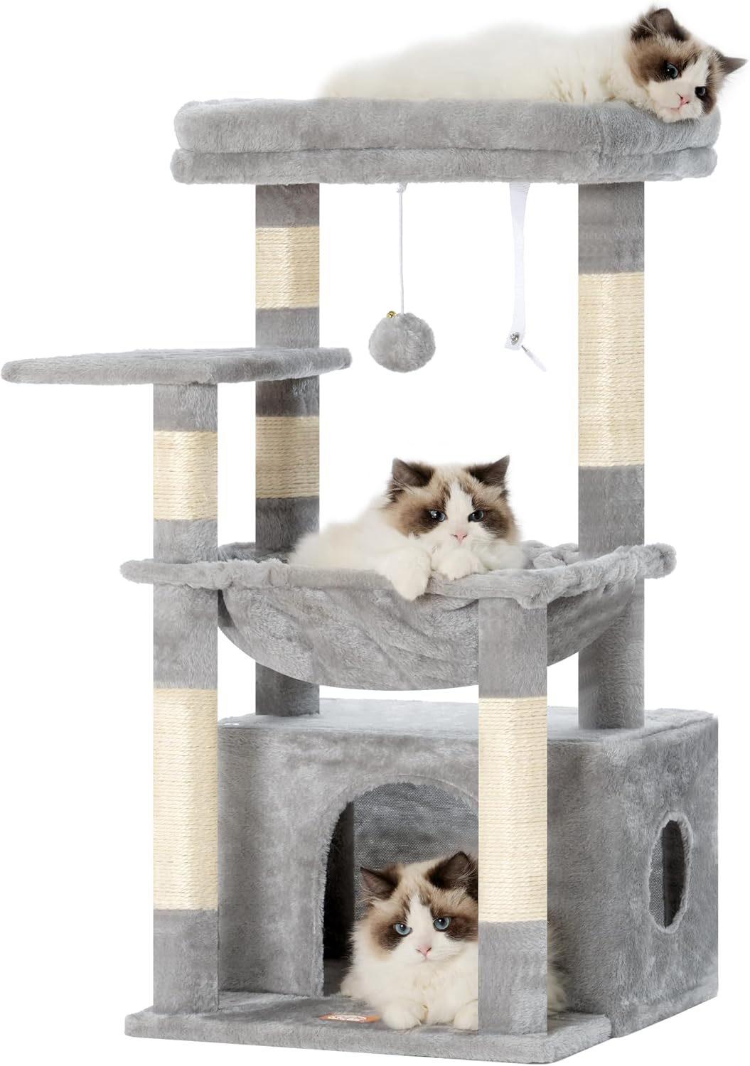 Heybly Cat Tree with Large Soft Cat Basket and Scratching Posts