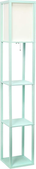 Simple Designs LF1014-WHT Etagere Floor Lamp with Linen Shade