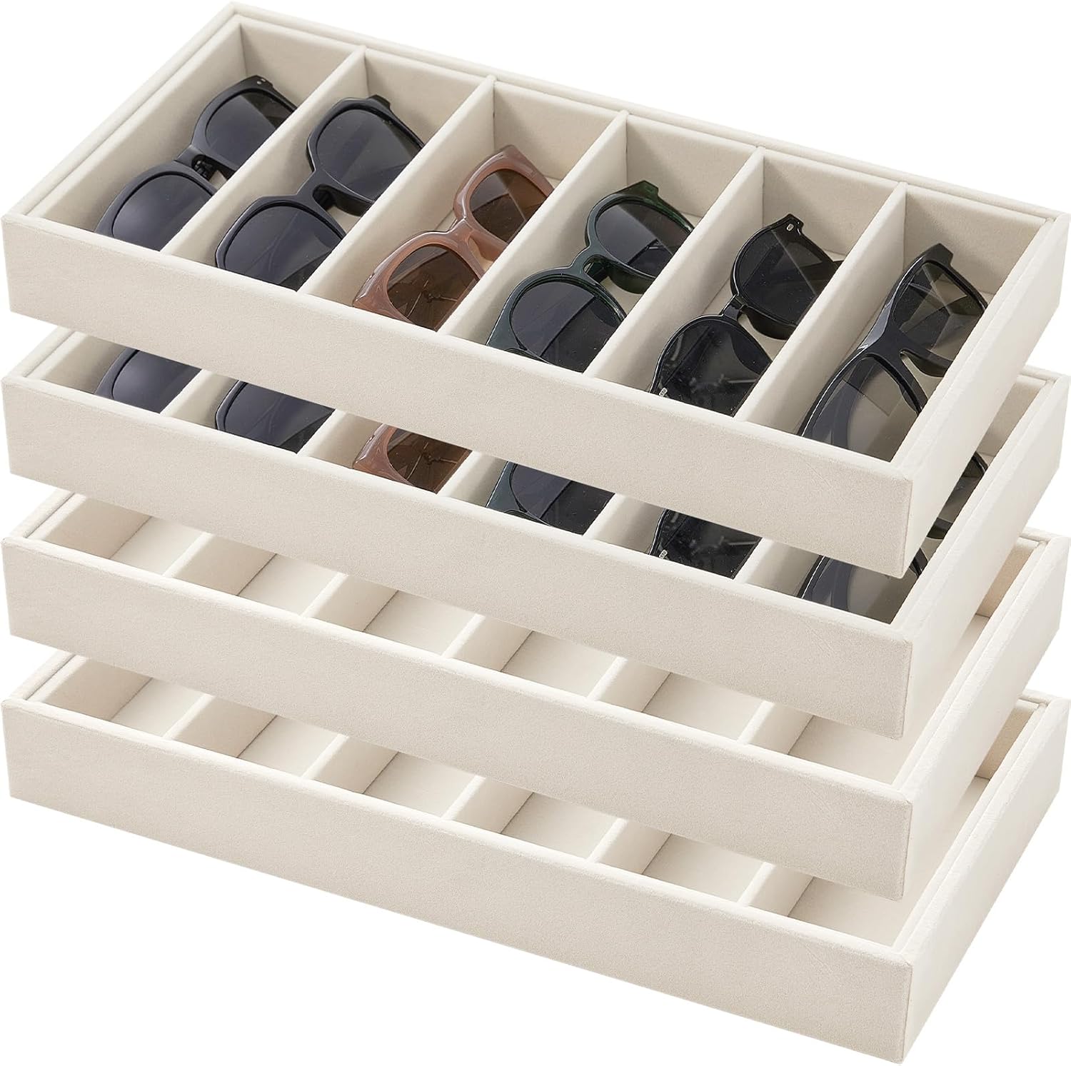Velvet Sunglasses Organizer Tray Set for Stylish Storage Needs