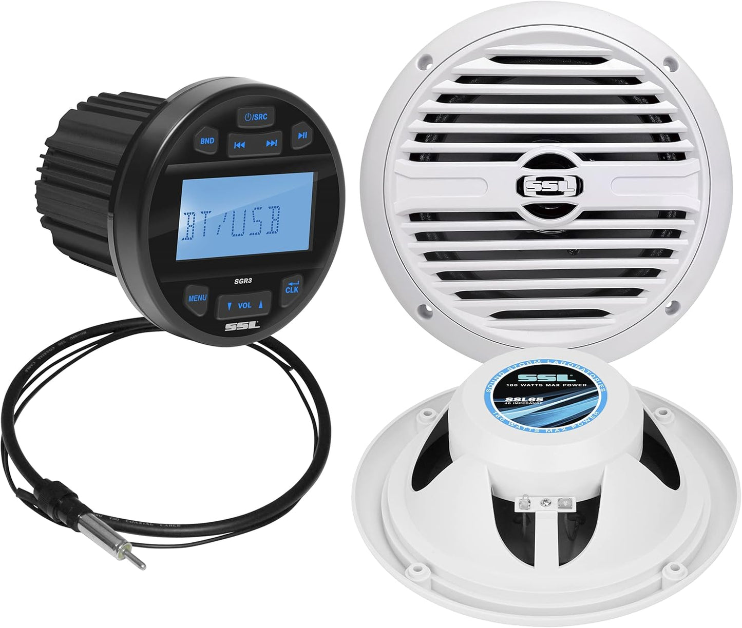 Marine Gauge Stereo & Speakers - Bluetooth, IPX6