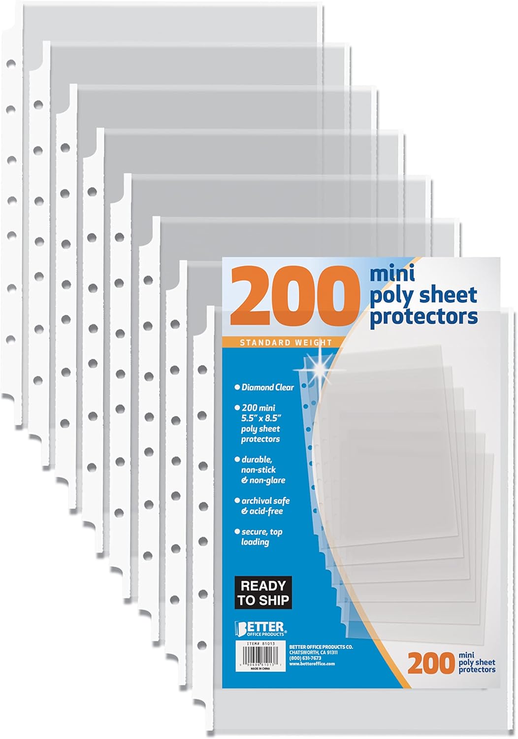 200 Mini Poly Sheet Protectors - Diamond Clear, 5.5 x 8.5