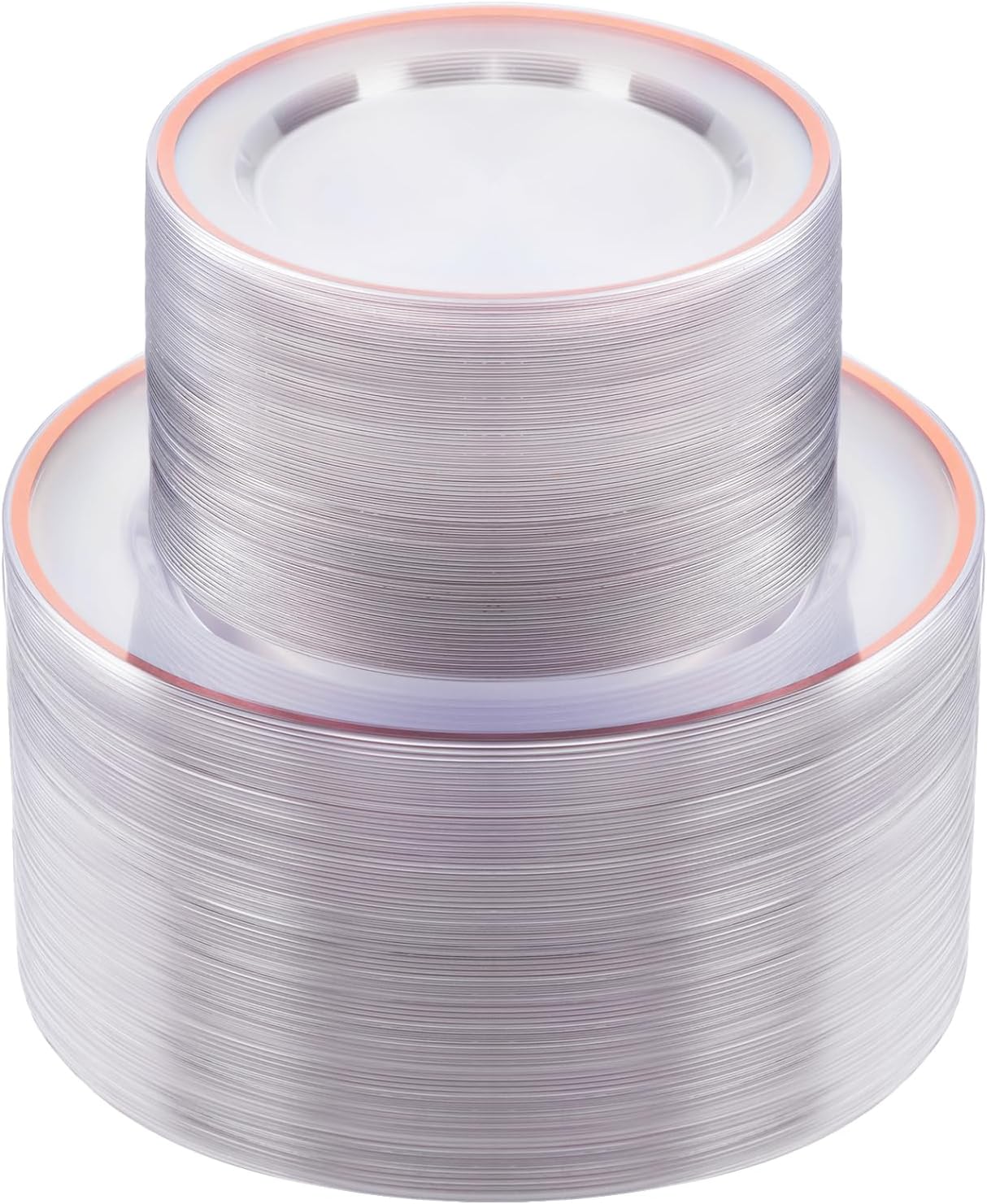 200PCS Rose Gold and Clear Plastic Plates for Elegant Parties
