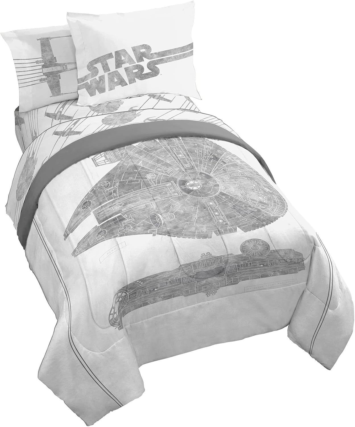 Jay Franco Star Wars Falcon Schematics Twin Bed Set for Kids
