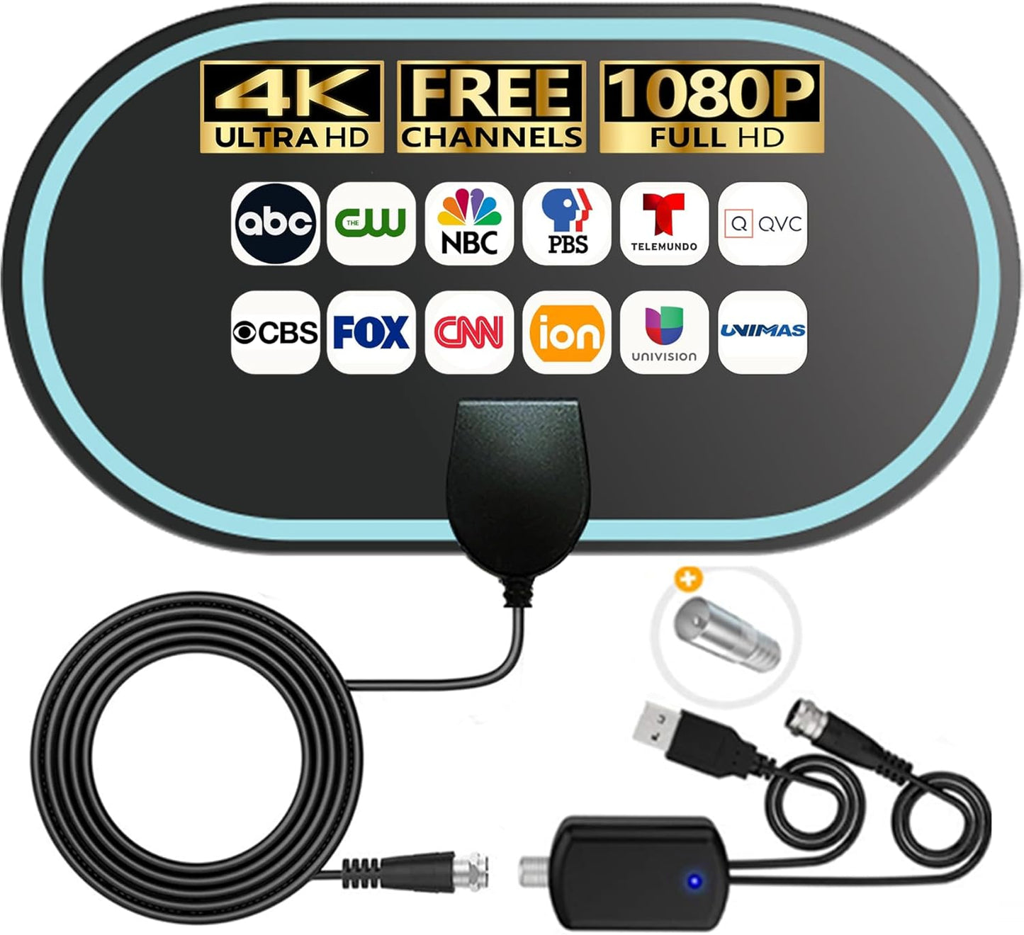 4K HD Indoor TV Antenna - Amplified Signal Boost for Local Channels