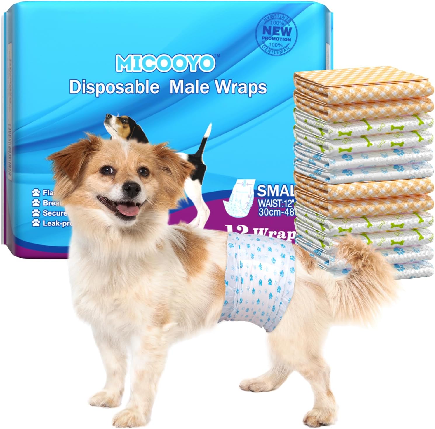 MICOOYO Super Absorbant Dog Diapers - 12 Count