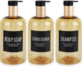 Plastic Press Shampoo and Conditioner Dispenser Set of 3 - Refillable