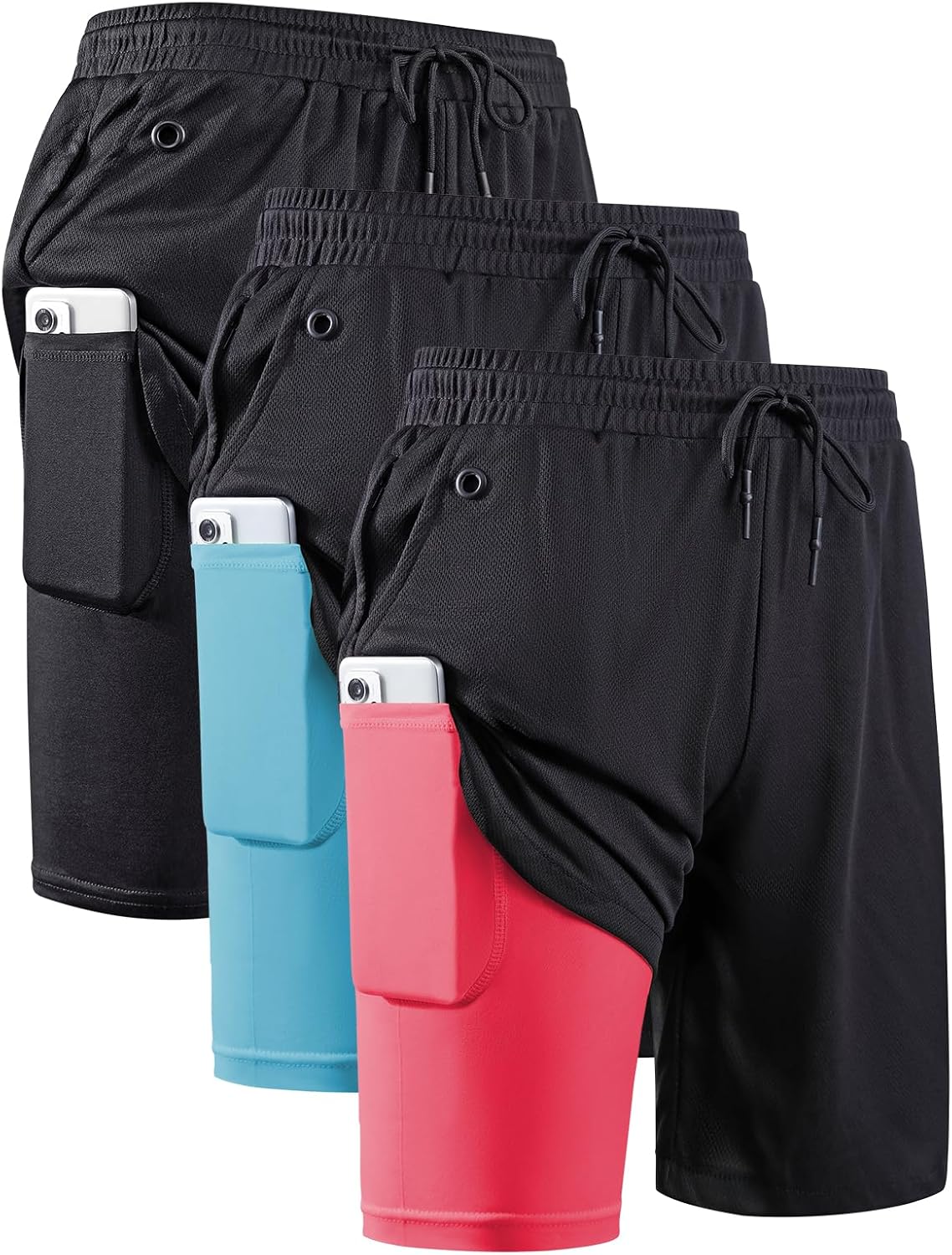 JWJ Mens 2 in 1 Running Shorts Quick Dry Athletic Workout Gear