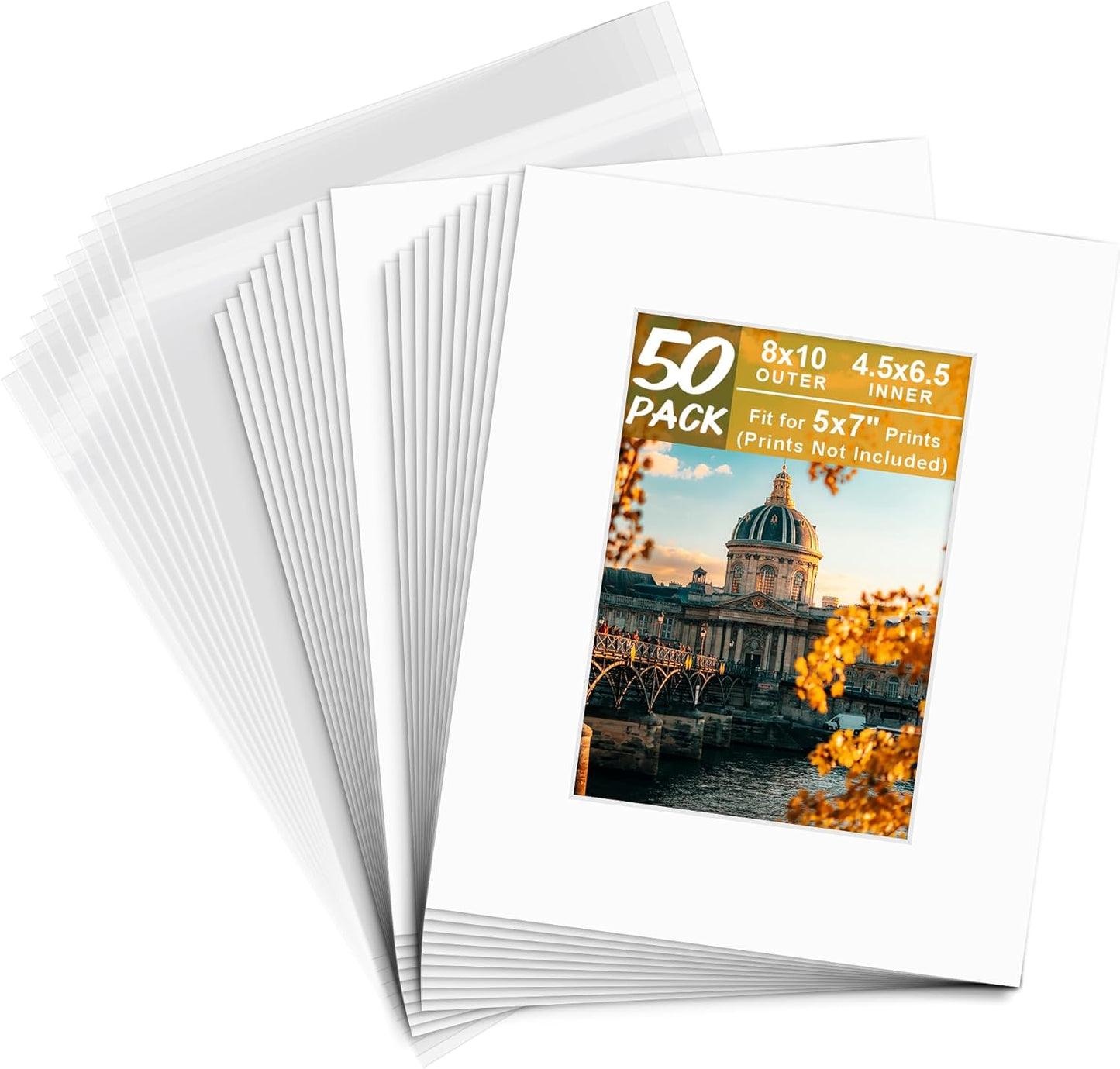 8x10 White Picture Mats with Bevel Cut for 5x7 Photos Pack