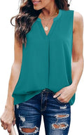 Timeson Women's Chiffon V Neck Sleeveless Blouse Tops for Work