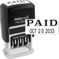 Self-Inking Rubber Date Office Stamp with Paid Phrase & Date - Black