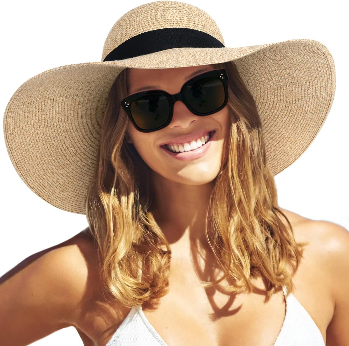FURTALK Womens Sun Straw Hat Wide Brim UPF 80 Summer Hat