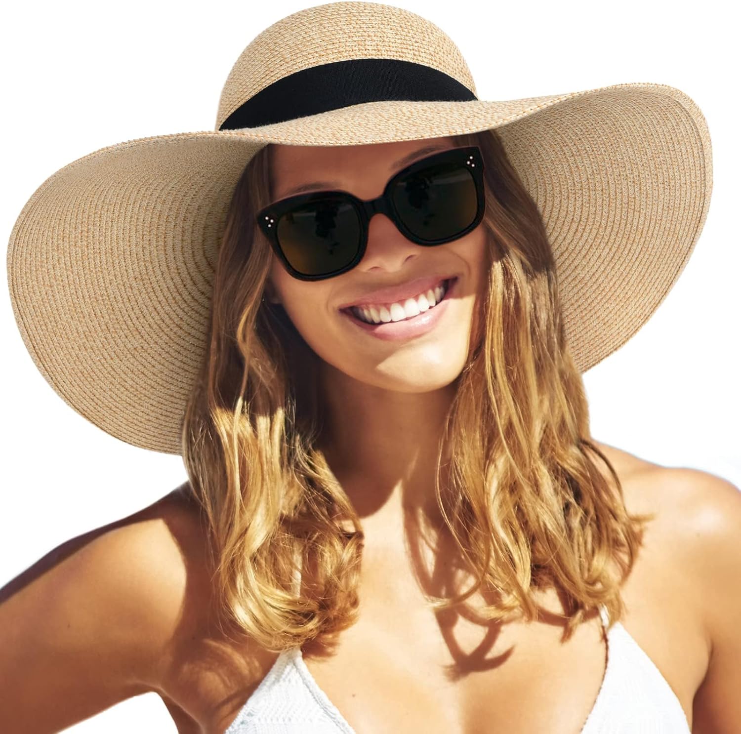 FURTALK Womens Sun Straw Hat Wide Brim UPF 80 Summer Hat