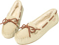 Women's Moccasin Slippers Cow Suede Lace-Up Bow - Warm Loafers