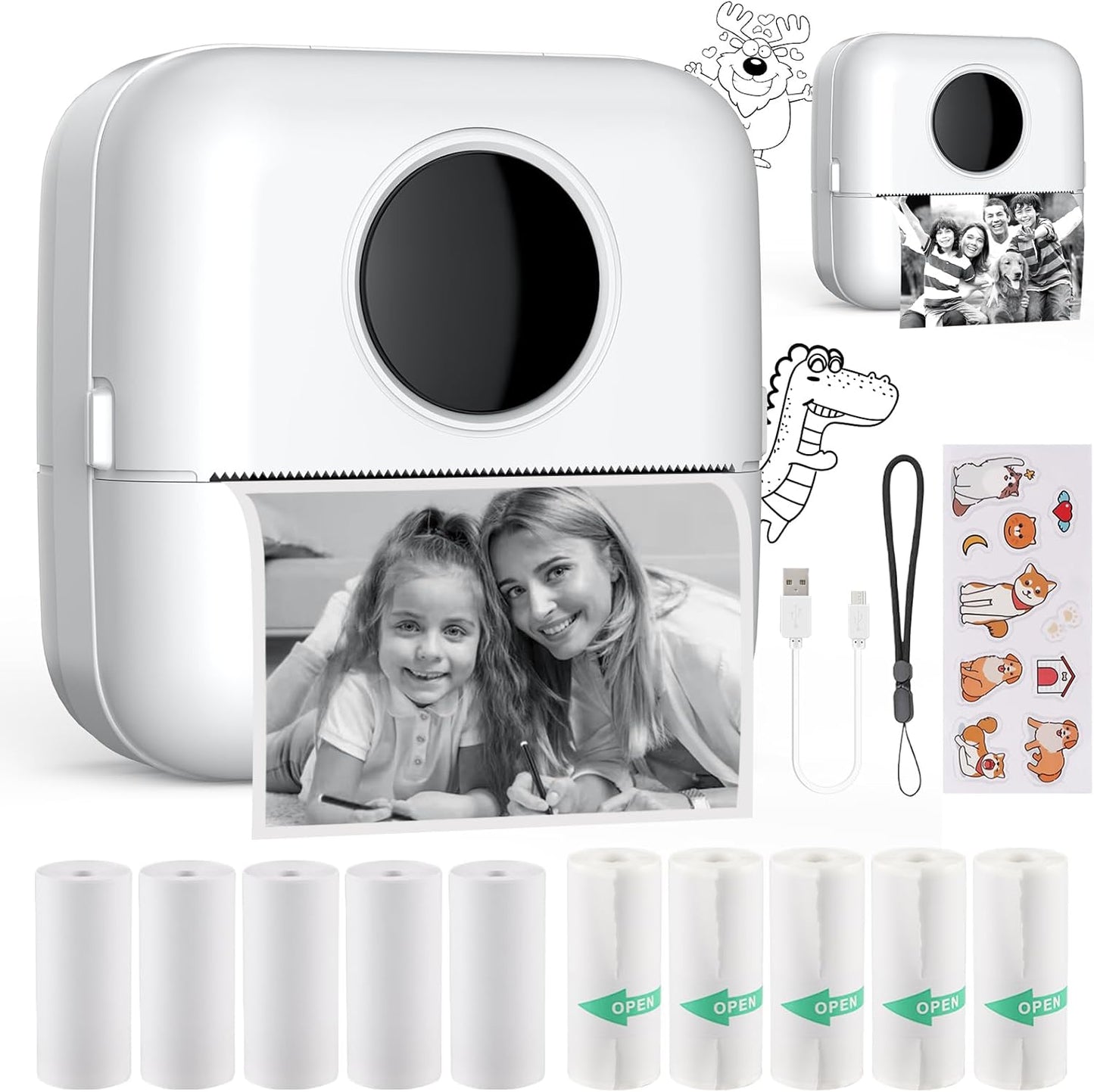 HuiJuKeJi Bluetooth Mini Printer with 11 Rolls Paper: Print Anywhere!