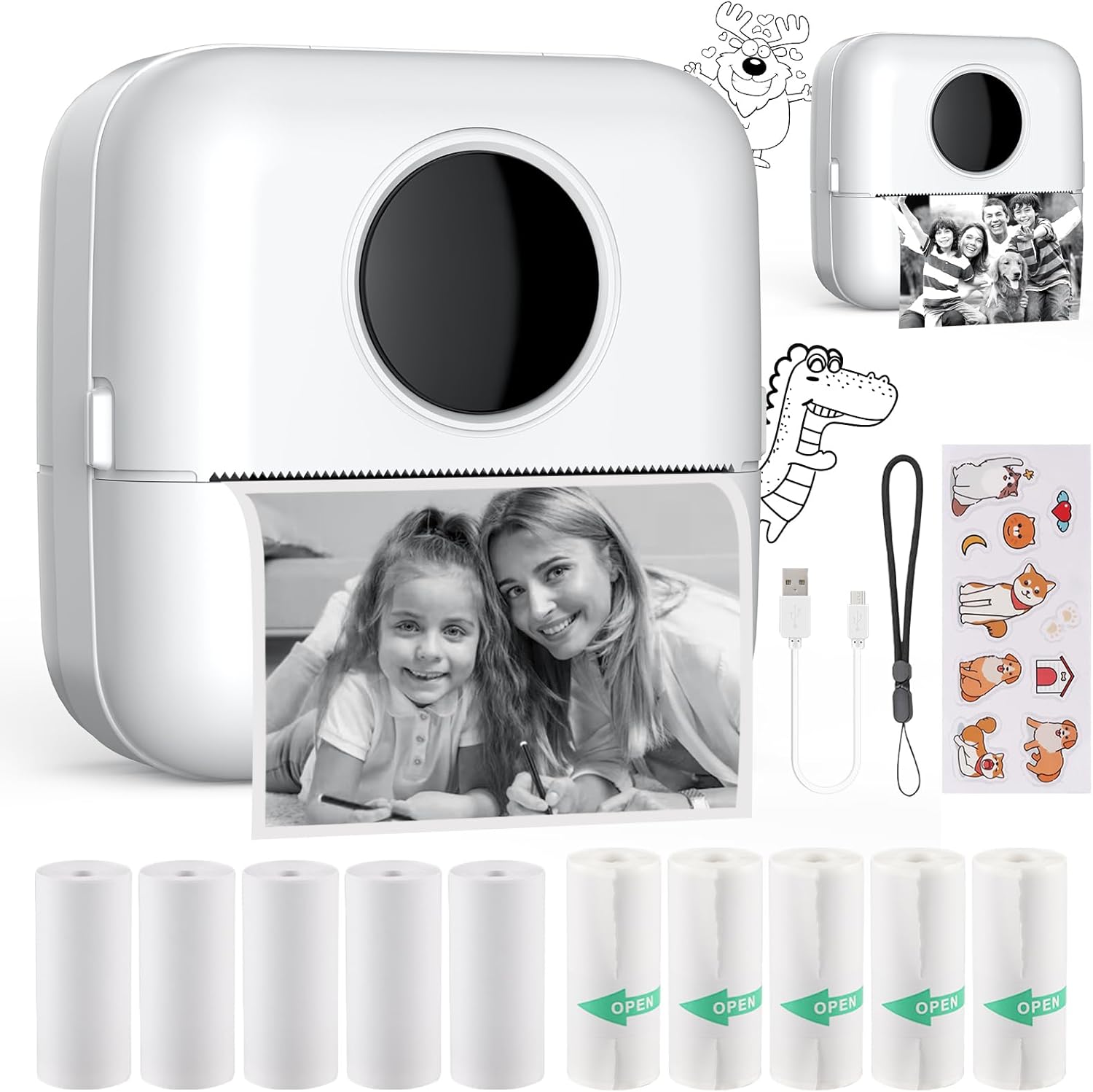 HuiJuKeJi Bluetooth Mini Printer with 11 Rolls Paper: Print Anywhere!