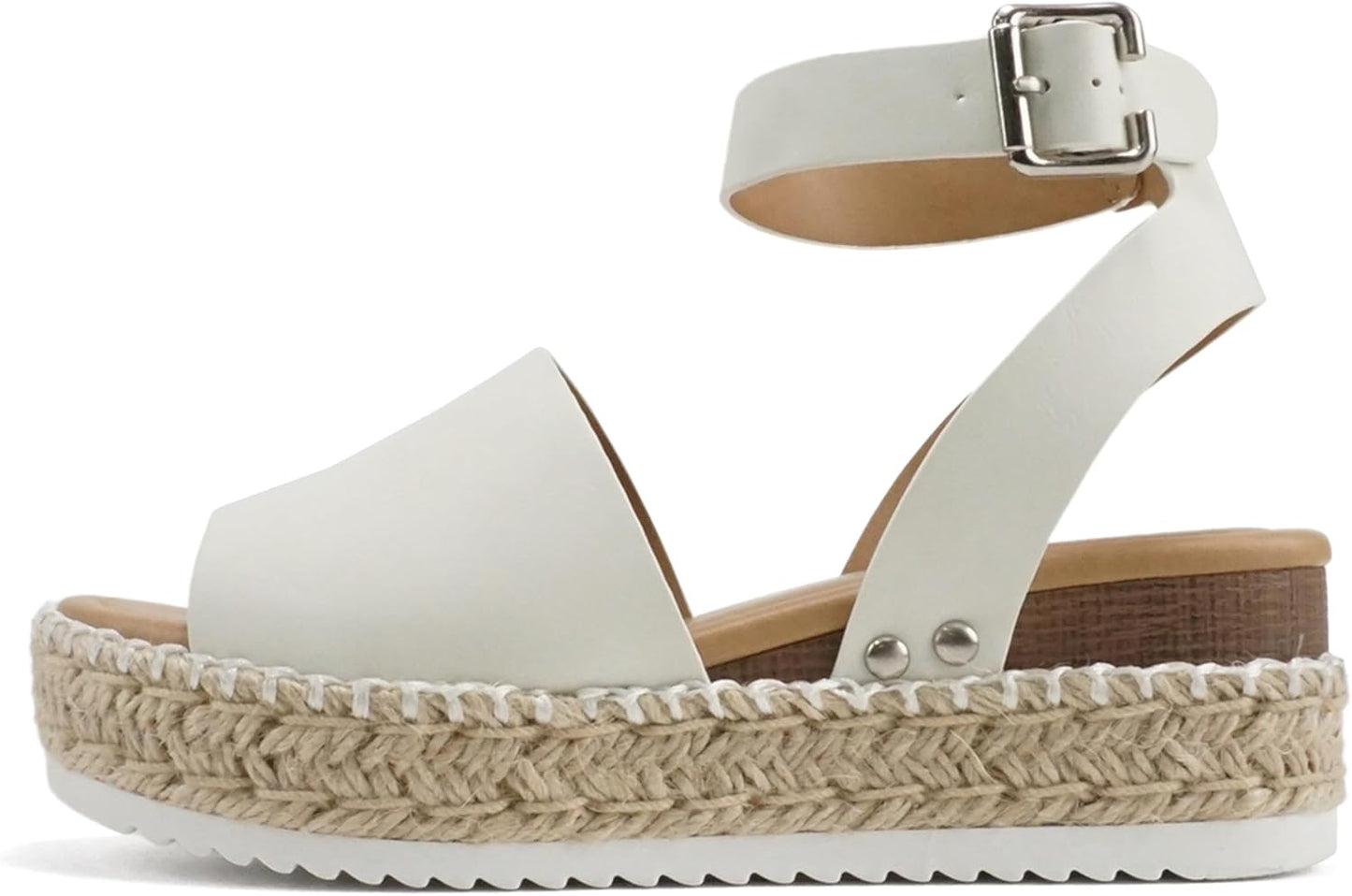 Soda Open Toe Buckle Ankle Strap Espadrilles Flatform Wedge Sandal
