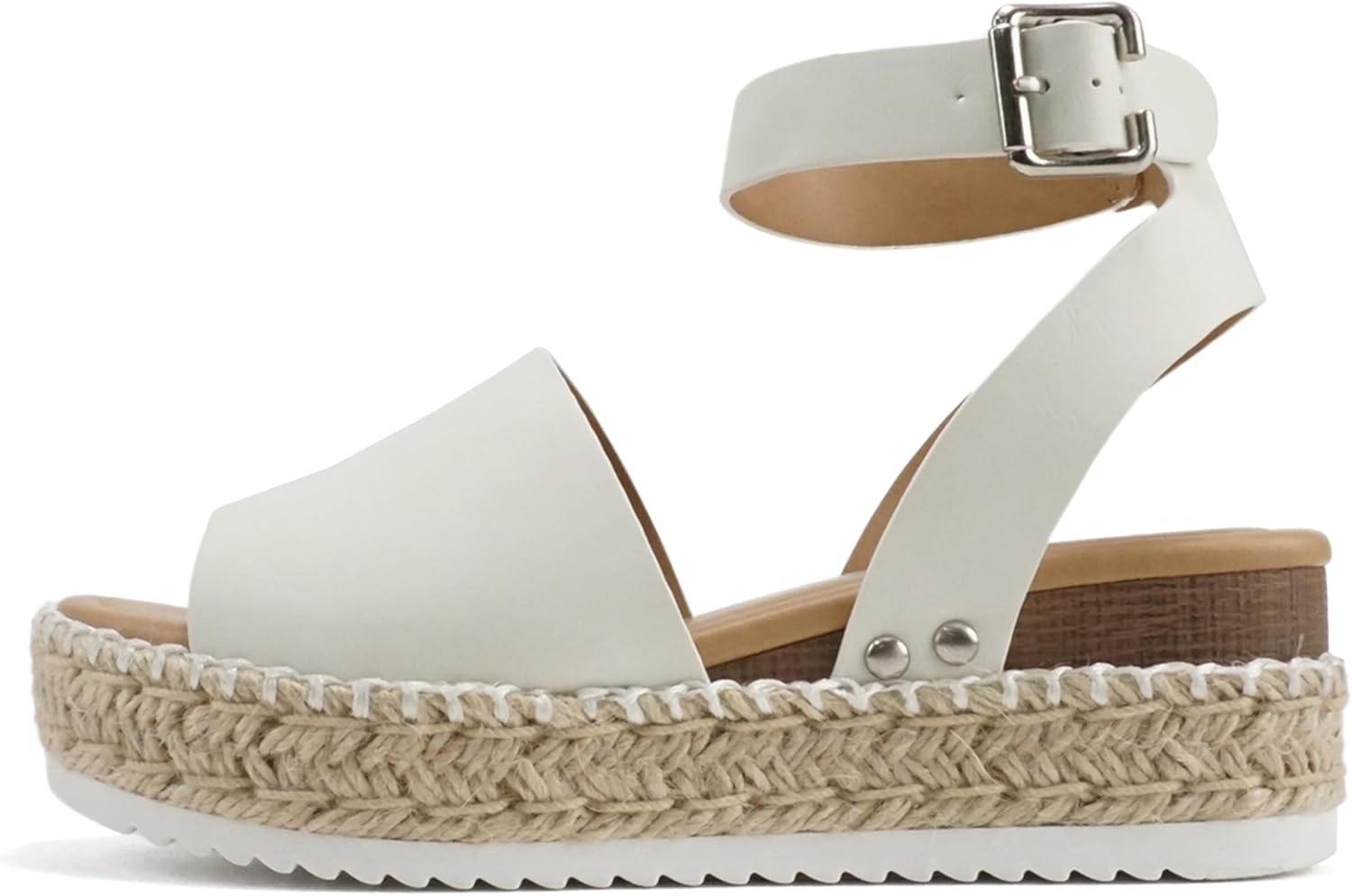 Soda Open Toe Buckle Ankle Strap Espadrilles Flatform Wedge Sandal