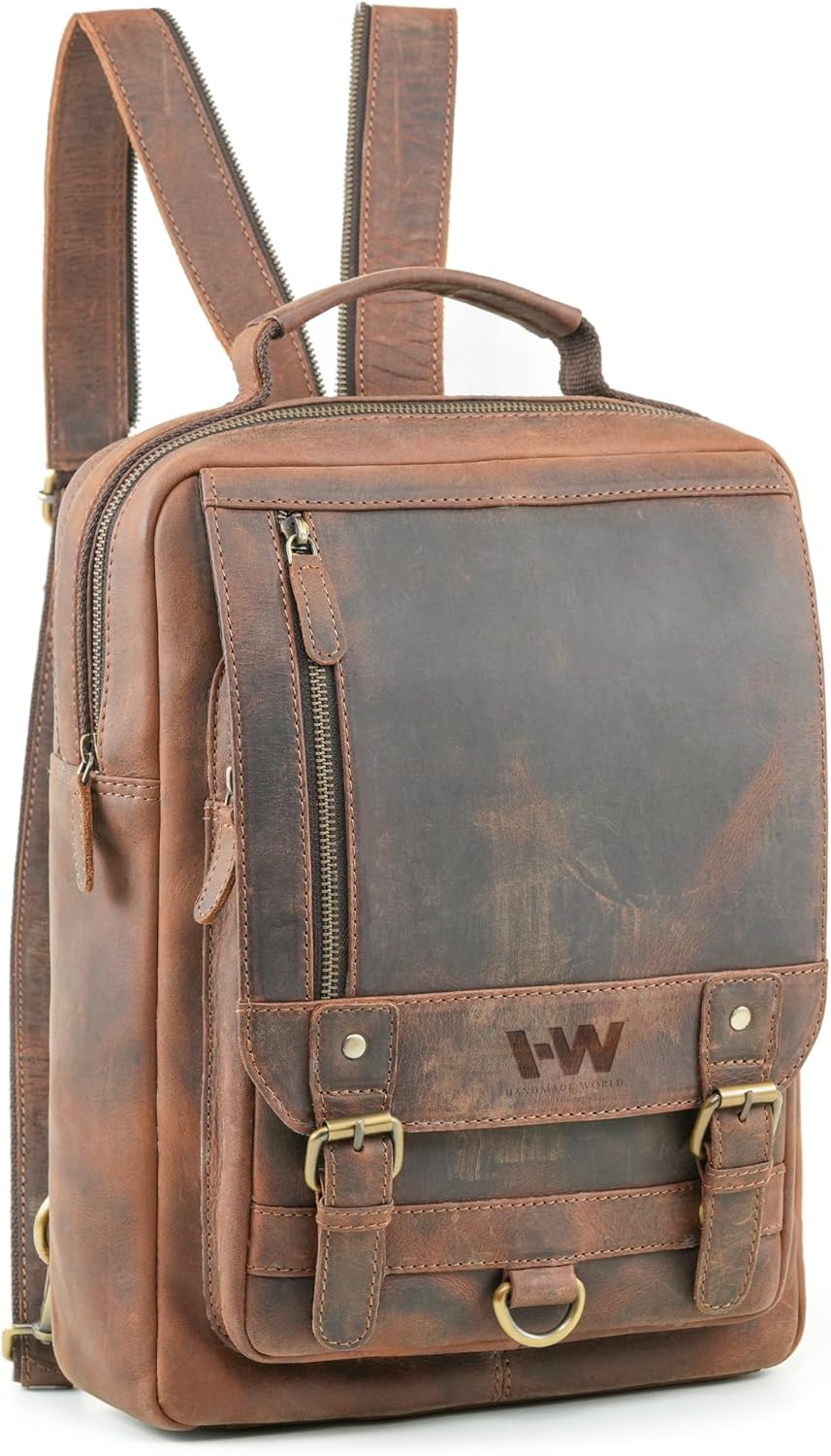 Handmade World Leather Backpack Convertible to Sling Bag Stylish