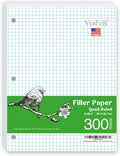 Graph Paper Loose Leaf Paper 8in x 10.5in 4x4 Quad Ruled - 300 Sheets