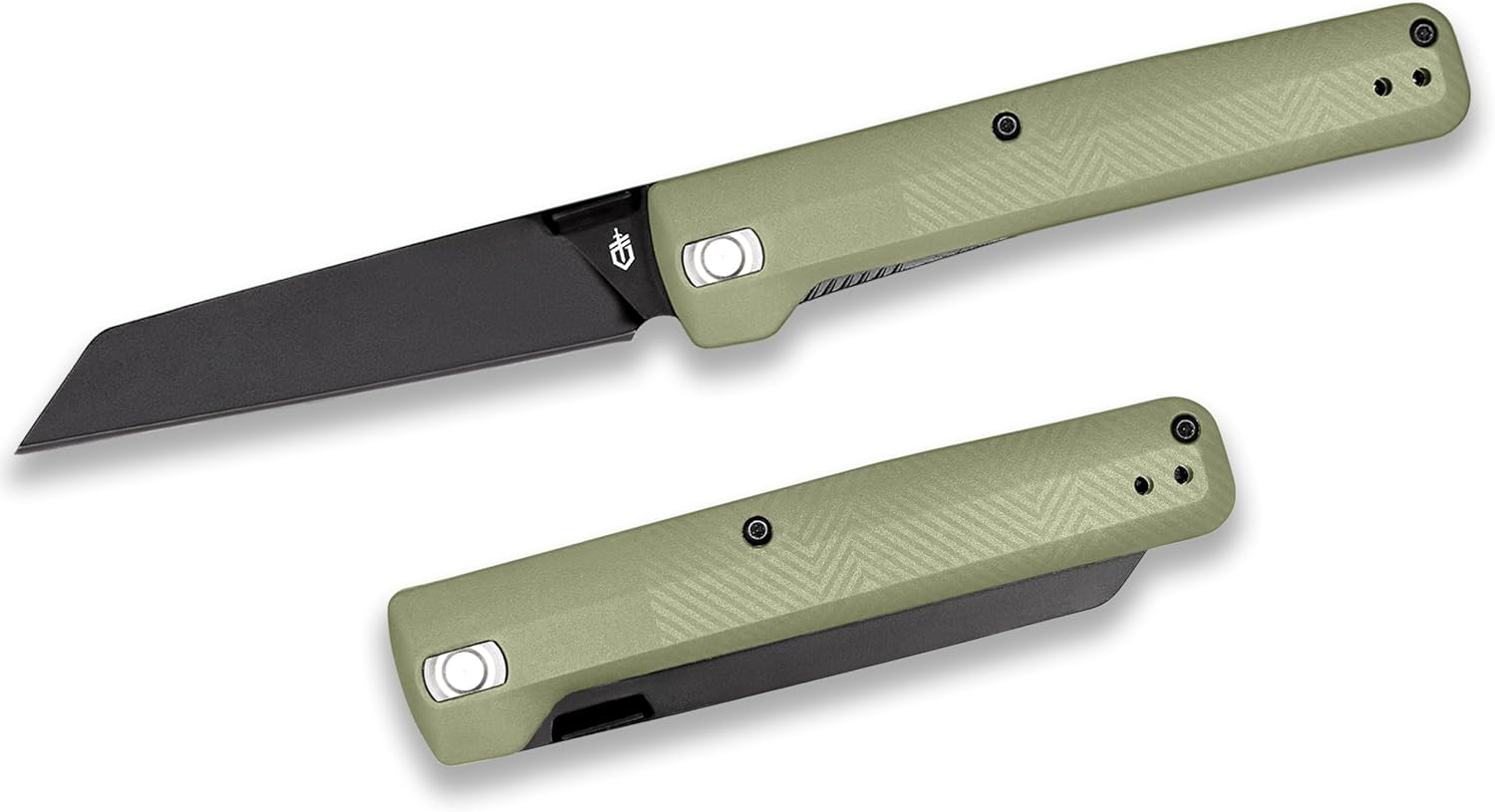 GERBER Pocket Knife: 3.7 Plain Edge Blade, Folding, EDC - Lichen Green