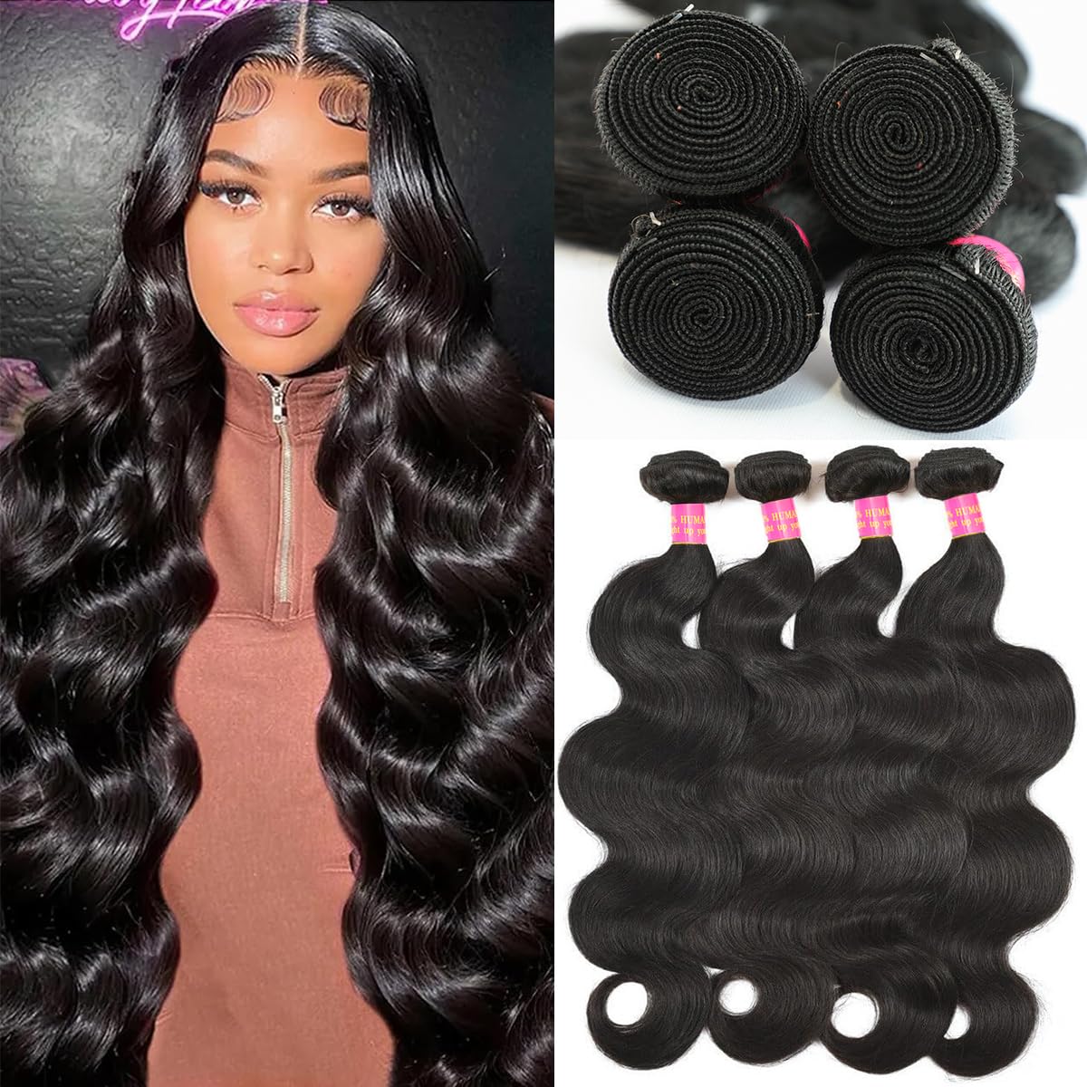 Human Hair Bundles 16 18 20 22 Inch Body Wave Extensions
